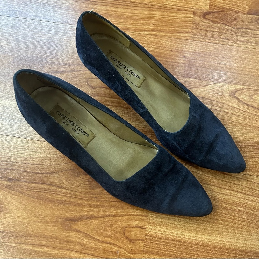 4/$15 Carriage court Kimberly blue suede shoes